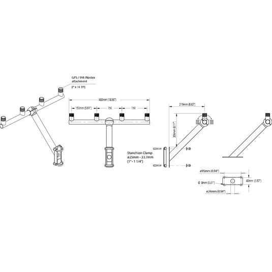 Scanstrut TB-01 T-Bar Mount f/GPS/VHF Antenna [TB-01]